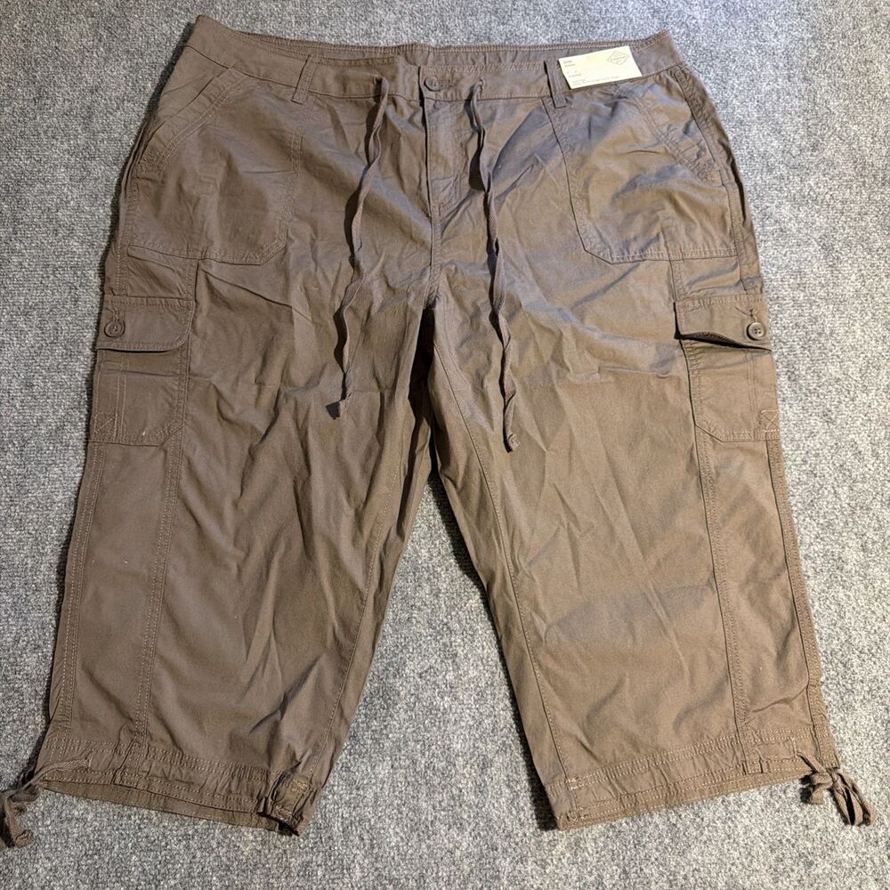 St Johns Bay Capri Pants Plus 20W Taupe Shadow Mid Rise Stretchy NEW NWT